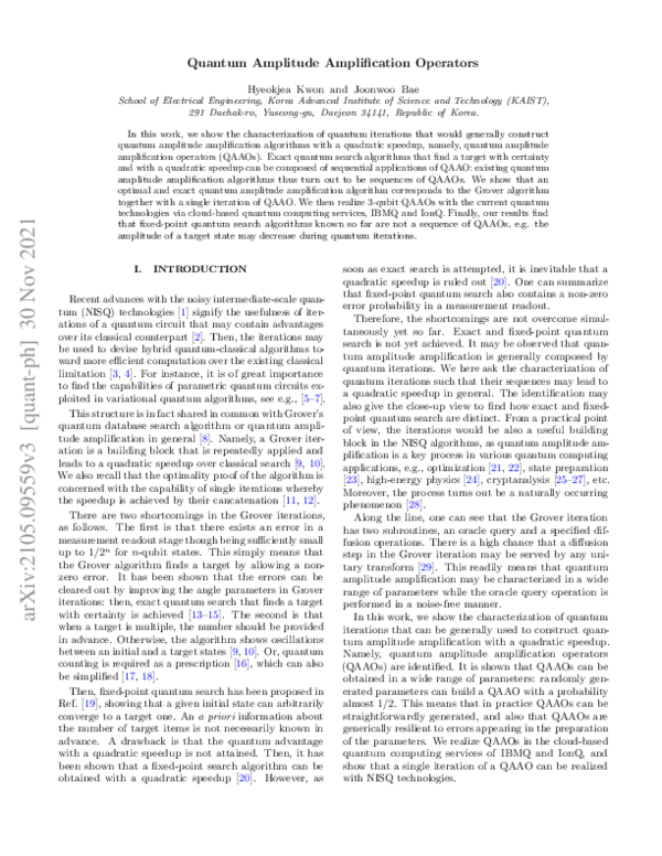 (PDF) Quantum Amplitude Amplification Operators