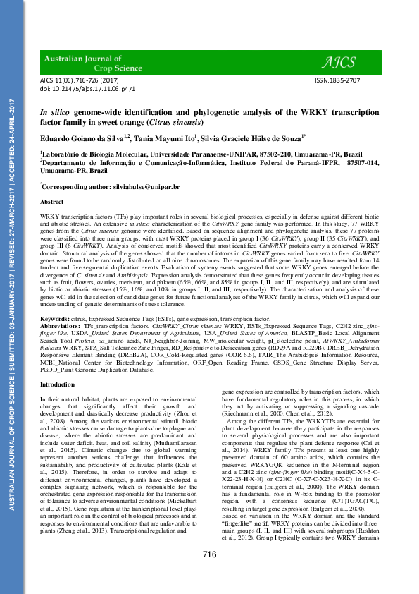 (PDF) In silico genome-wide identification and phylogenetic analysis of ...