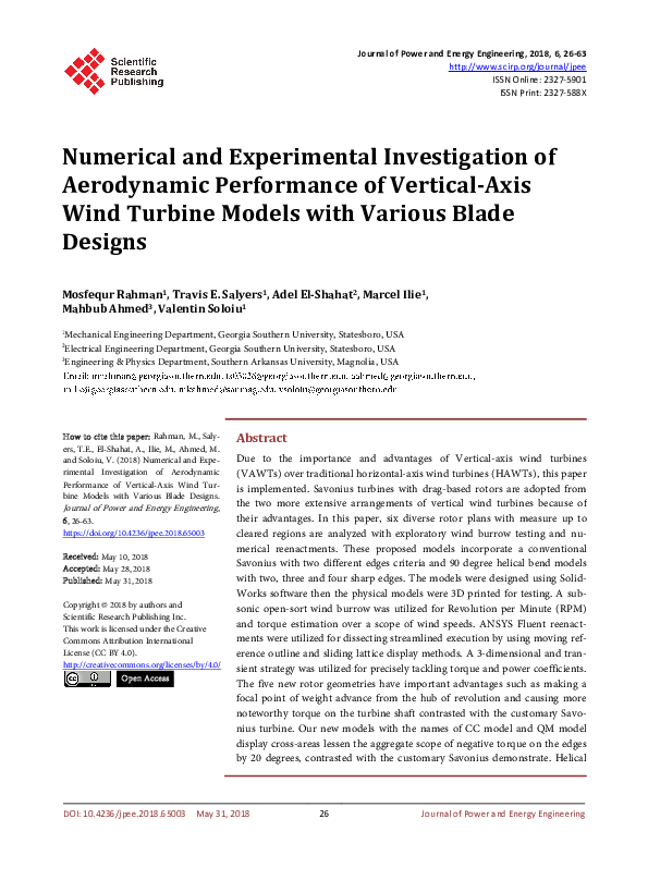(PDF) Numerical and Experimental Investigation of Aerodynamic ...