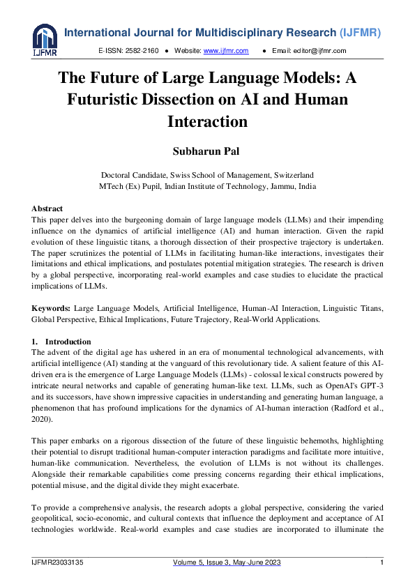 (PDF) The Future of Large Language Models: A Futuristic Dissection on ...