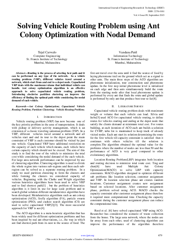 (PDF) Solving Vehicle Routing Problem using Ant Colony Optimization ...