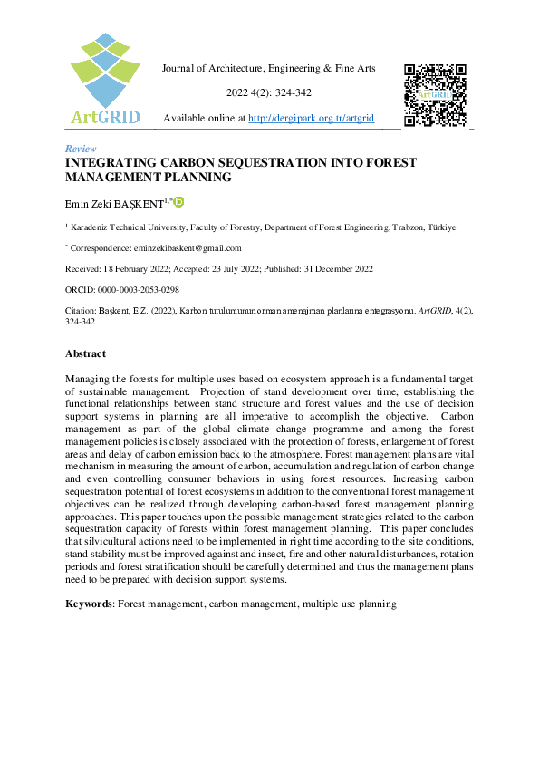 (PDF) Integrating Carbon Sequestration Into Forest Management Planning