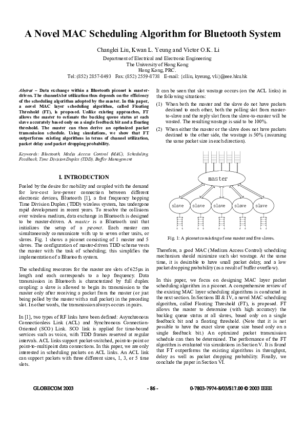 (PDF) A novel mac scheduling algorithm for bluetooth system