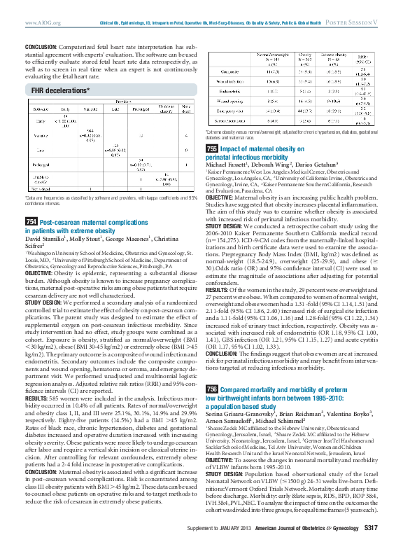(PDF) 755: Impact of maternal obesity on perinatal infectious morbidity
