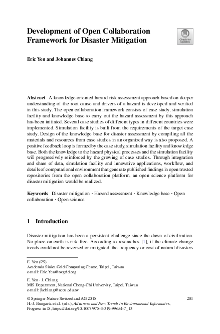(PDF) Development of Open Collaboration Framework for Disaster Mitigation