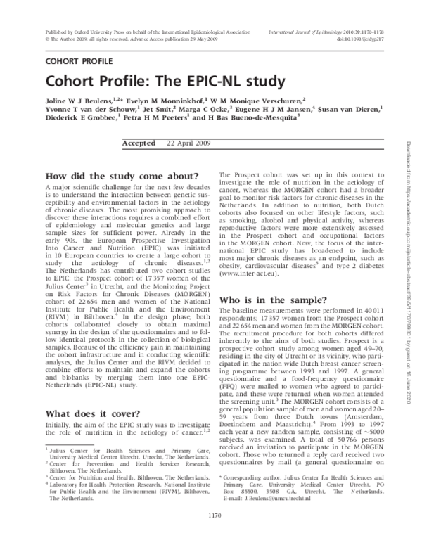 (PDF) Cohort Profile: The EPIC-NL study