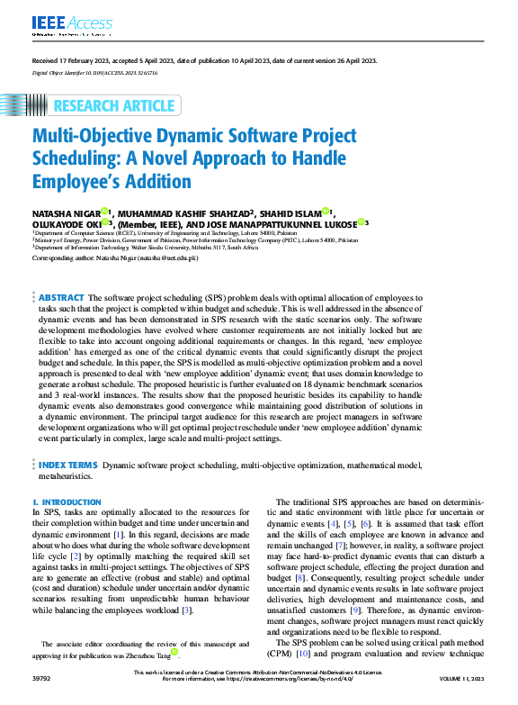 (PDF) Multi-Objective Dynamic Software Project Scheduling: A Novel ...