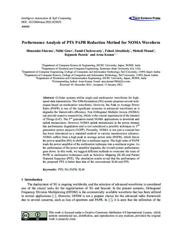 (PDF) Performance Analysis of PTS PAPR Reduction Method for NOMA Waveform