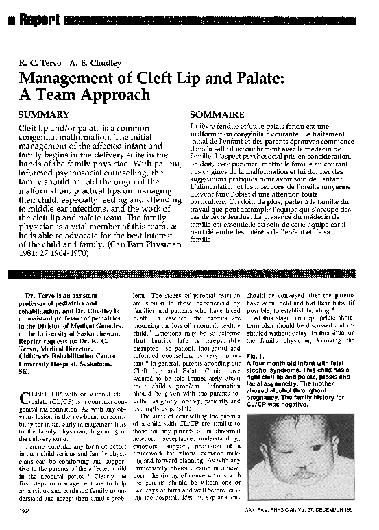 (PDF) Management of cleft lip and palate: a team approach