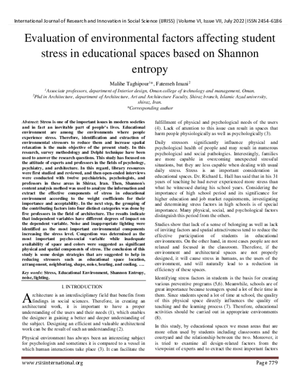 (PDF) Evaluation of environmental factors affecting student stress in ...