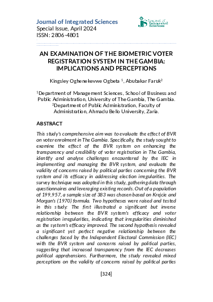 (PDF) AN EXAMINATION OF THE BIOMETRIC VOTER REGISTRATION SYSTEM IN THE ...