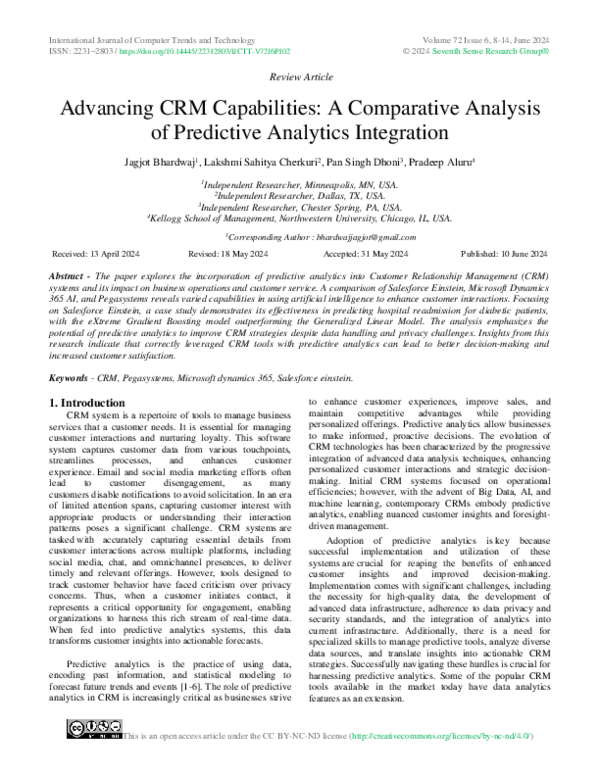 (PDF) Advancing CRM Capabilities: A Comparative Analysis of Predictive ...