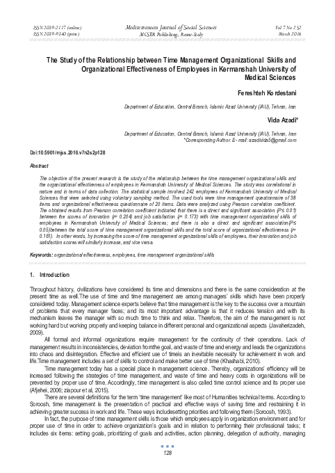 (PDF) The Study of the Relationship between Time Management ...