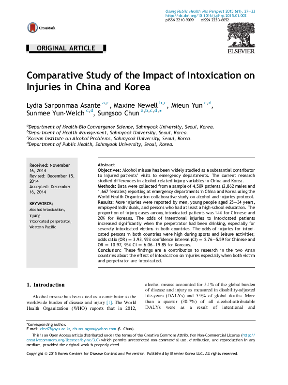 (PDF) Comparative study of the impact of intoxication on injuries in ...