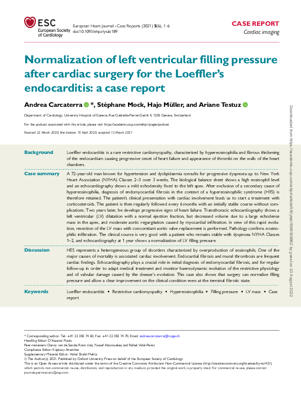 (PDF) Normalization of left ventricular filling pressure after cardiac ...