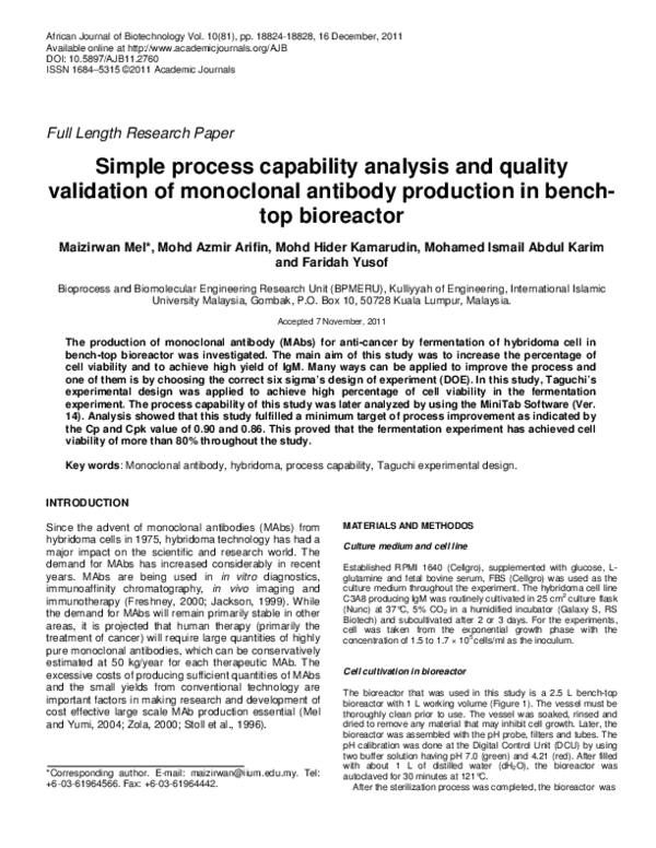 (PDF) Simple process capability analysis and quality validation of ...