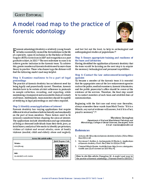 (PDF) A model road map to the practice of forensic odontology