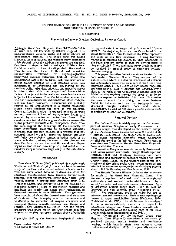 (PDF) Folded cauldrons of the Early Proterozoic Labine Group ...