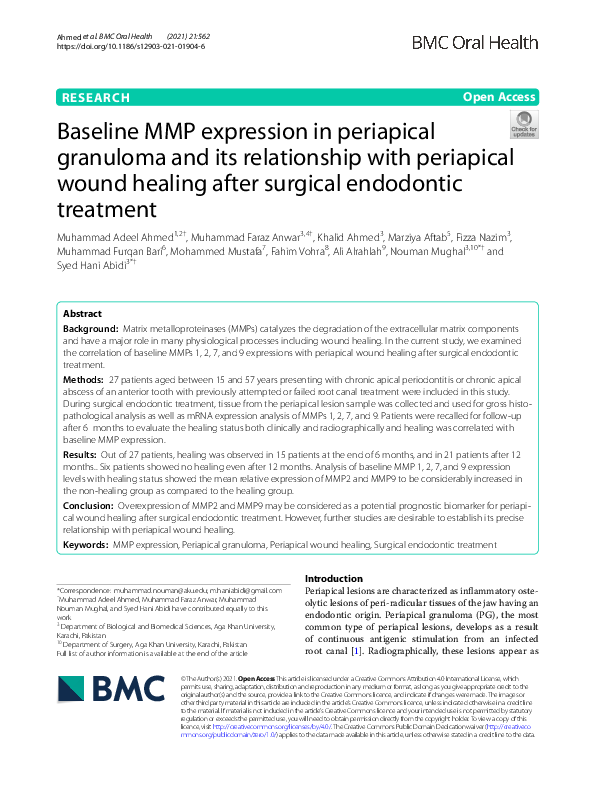 (PDF) Baseline MMP expression in periapical granuloma and its ...