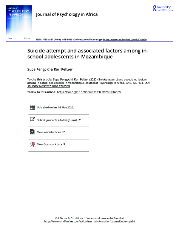 (PDF) Suicide attempt and associated factors among in-school ...