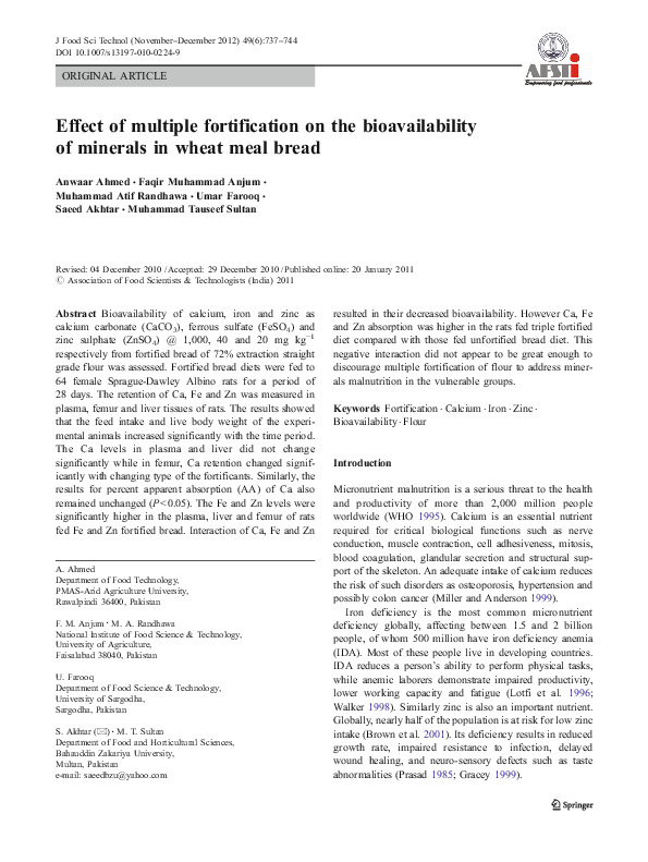 (PDF) Effect of multiple fortification on the bioavailability of ...