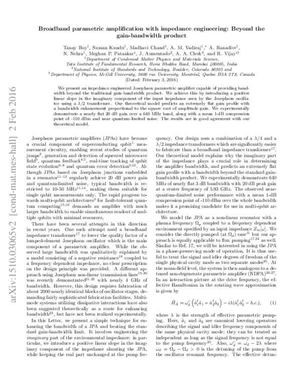 (PDF) Broadband parametric amplification with impedance engineering ...
