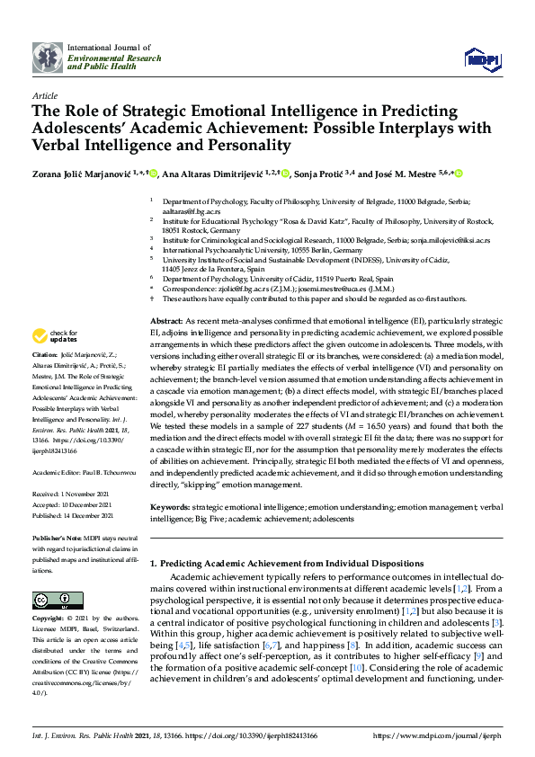 (PDF) The Role of Strategic Emotional Intelligence in Predicting ...