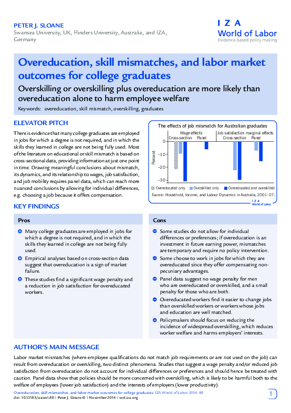(PDF) overeducation, skill mismatches, and labor market outcomes for ...