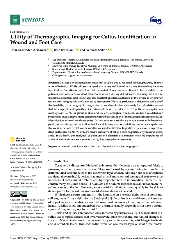 (PDF) Utility of Thermographic Imaging for Callus Identification in ...