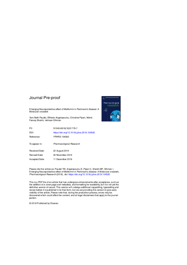 (PDF) Emerging neuroprotective effect of metformin in Parkinson’s ...