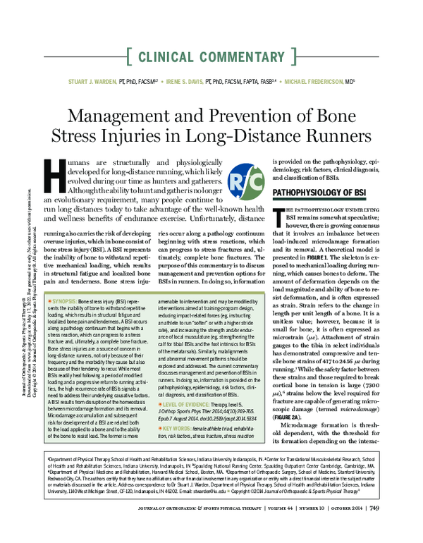 (PDF) Management and Prevention of Bone Stress Injuries in Long ...