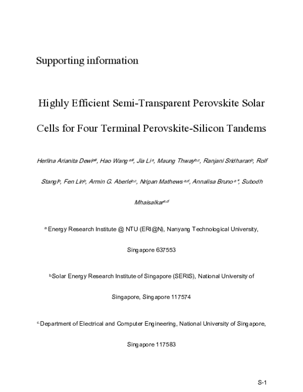 (PDF) Highly Efficient Semitransparent Perovskite Solar Cells for Four ...
