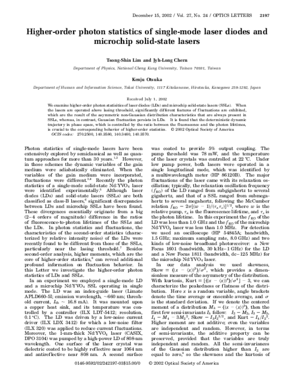 (PDF) Higher-order photon statistics of single-mode laser diodes and ...