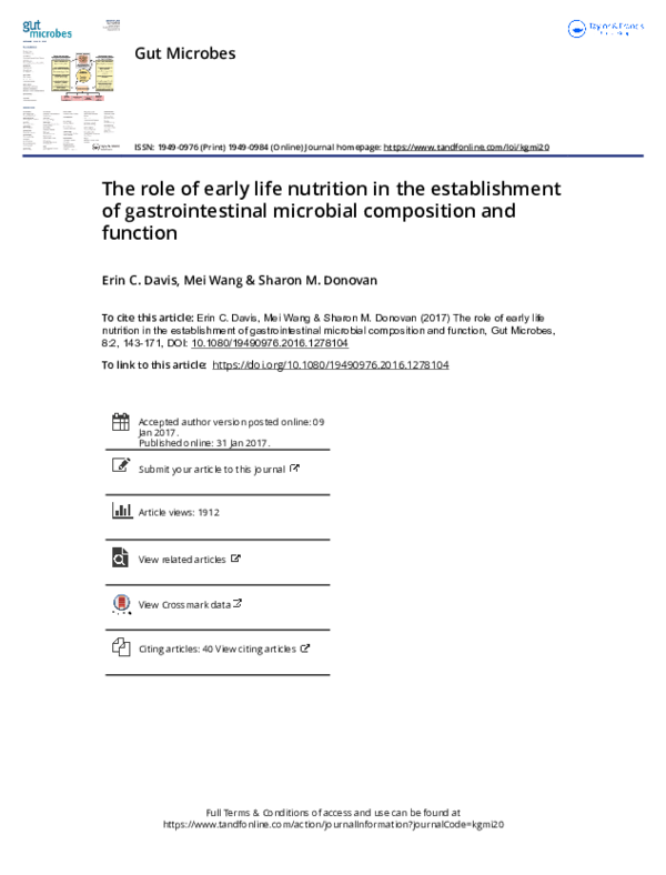 (PDF) The role of early life nutrition in the establishment of ...