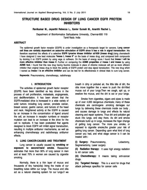 (PDF) Structure Based Drug Design Of Lung Cancer EGFR Protein Inhibitors