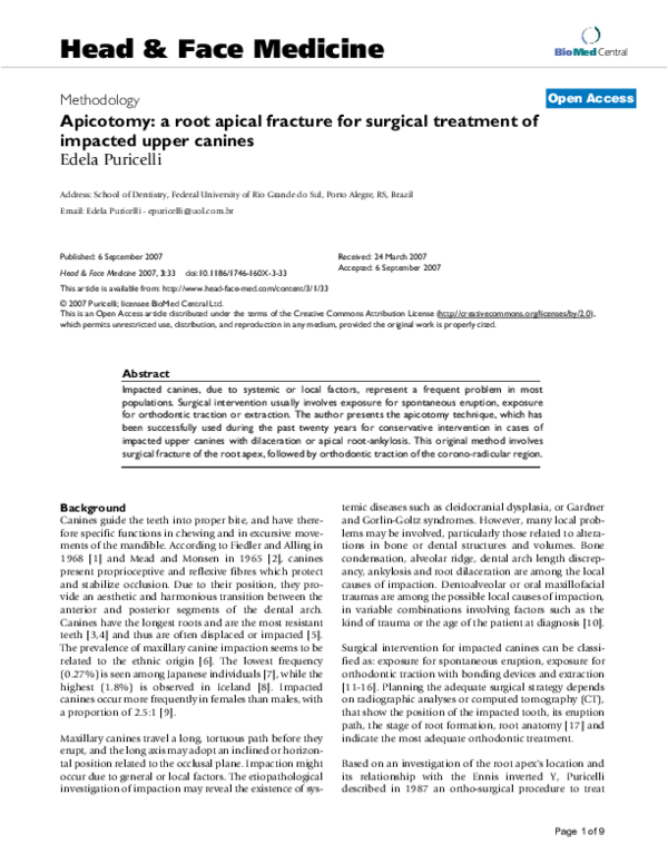 (PDF) Apicotomy: a root apical fracture for surgical treatment of ...