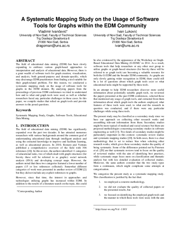 (PDF) A Systematic Mapping Study on the Usage of Software Tools for ...