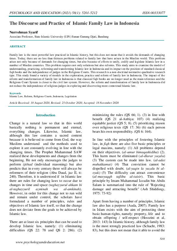 (PDF) The Discourse and Practice of Islamic Family Law in Indonesia