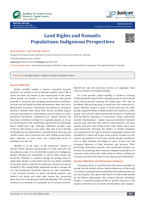 (PDF) Land Rights and Nomadic Populations: Indigenous Perspectives