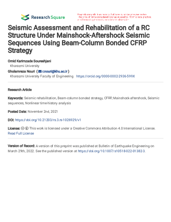 (PDF) Seismic assessment and rehabilitation of a RC structure under ...