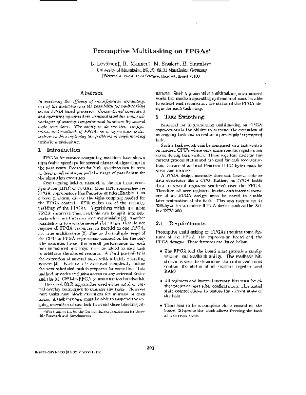 (PDF) Preemptive multitasking on FPGAs