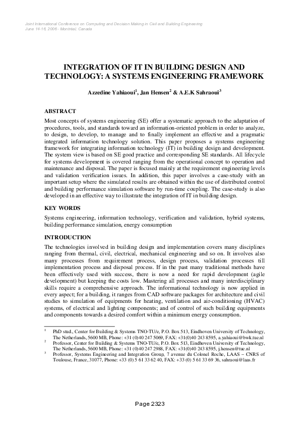 (PDF) Integration of IT in building design and technology: a systems ...