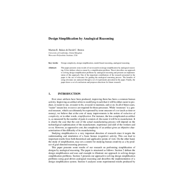 (PDF) Design Simplification by Analogical Reasoning