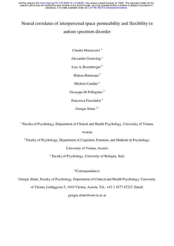 (PDF) Neural correlates of interpersonal space permeability and ...