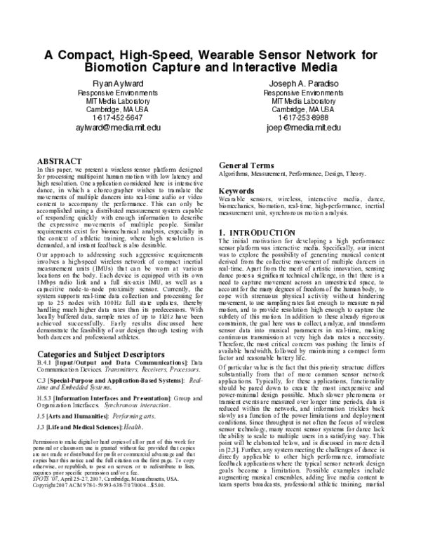 (PDF) A Compact, High-Speed, Wearable Sensor Network for Biomotion ...
