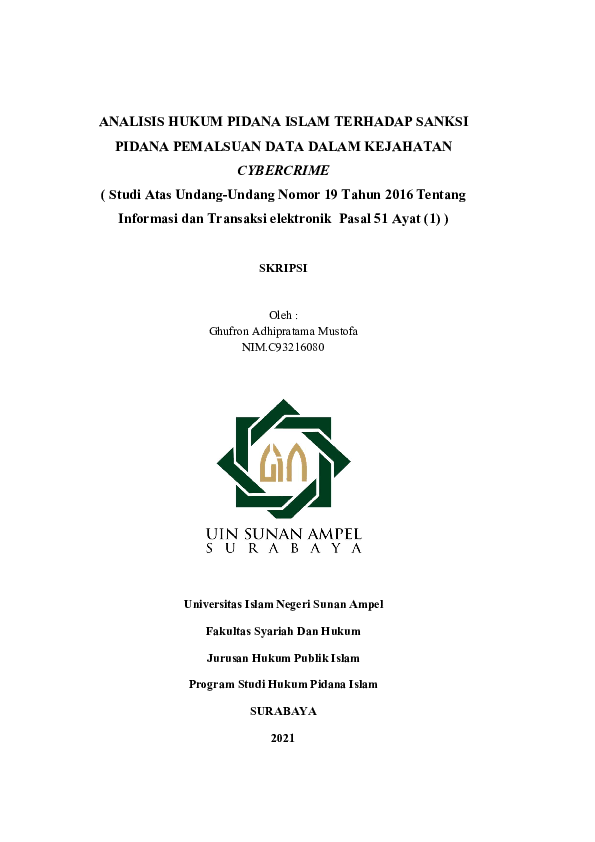 (PDF) Analisis hukum pidana islam terhadap sanksi pidana pemalsuan data ...