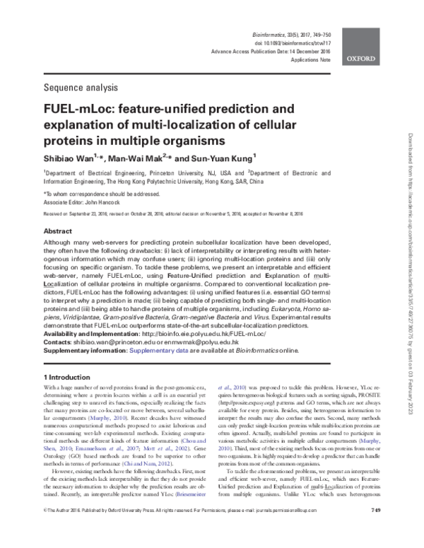 (PDF) FUEL-mLoc: feature-unified prediction and explanation of multi ...