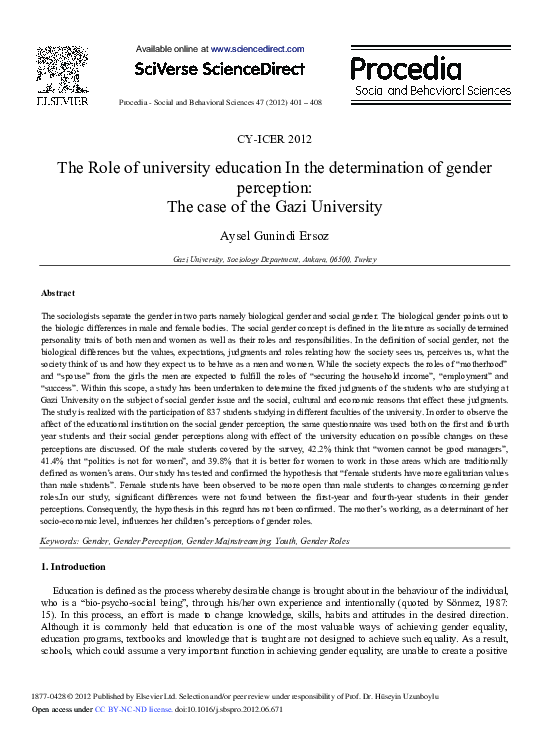 (PDF) The Role of University Education in the Determination of Gender ...