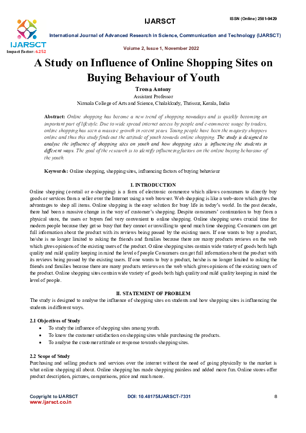 (PDF) A Study on Influence of Online Shopping Sites on Buying Behaviour ...