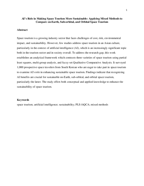 (PDF) AI's Role in Making Space Tourism More Sustainable: Applying ...